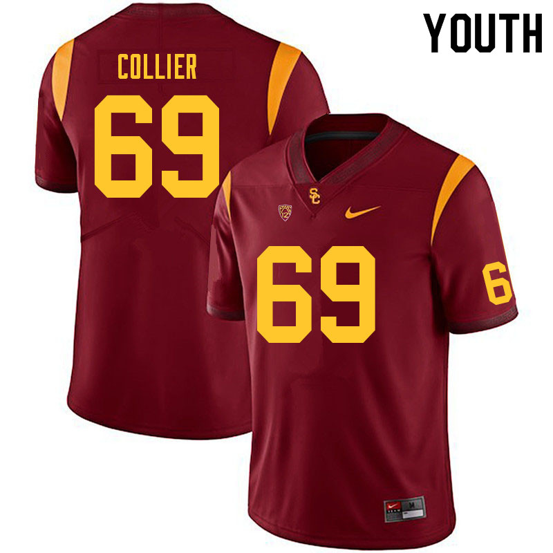 Youth #69 Casey Collier USC Trojans College Football Jerseys Sale-Cardinal